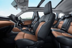 Toyota Hyryder Signature Edition dual-tone leatherette seats with chrome accents