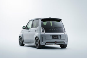 Honda Super One EV rear view displaying sleek tail lights and sporty compact proportions.