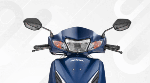 Front view of Honda Activa’s bright LED headlamp offering clear visibility and a signature look.