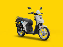 Side view of the Numeros N1 electric moped in sleek design, showing its compact frame, 16-inch wheels, and modern urban styling.